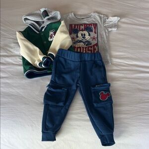 Disney Navy Mickey Mouse Cargo Joggers for Kids, T-shirt and Jacket 3 Piece Set